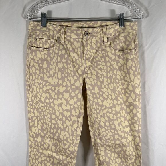 LOFT Pants Women's 4 Yellow Modern Straight Low Rise Rolled Hem Cotton Blend - Picture 2 of 10